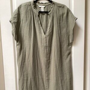 H&M Gray Green Cotton Casual Dress, Size Large